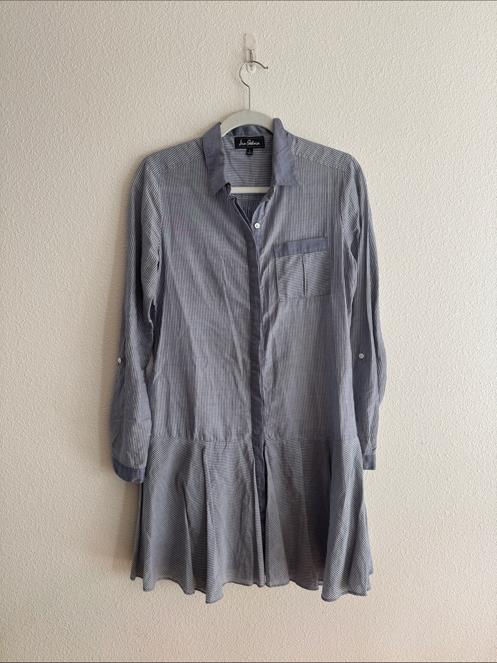 Sam Edelman Lightweight Blue Stripe Button-Down Shirt Dress